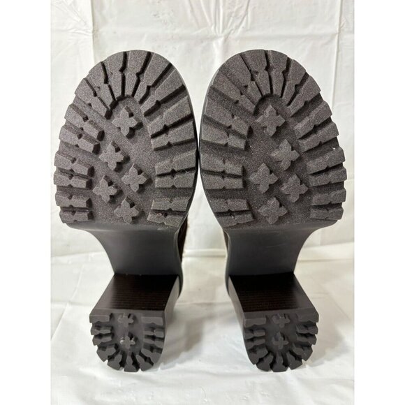 JustFab Alec Block Heeled Mule Slip On Chunky Shoe Brown Size 9 - Picture 6 of 13